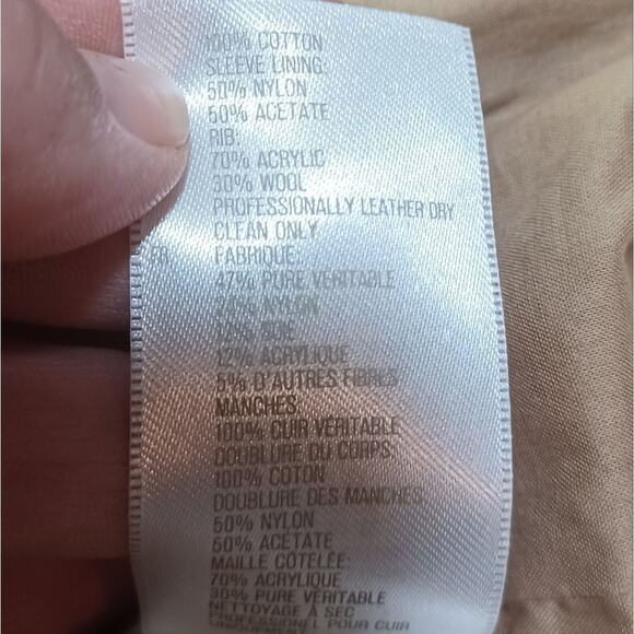 Fossil Brown Leather Wool Silk Jacket Small - Picture 4 of 8